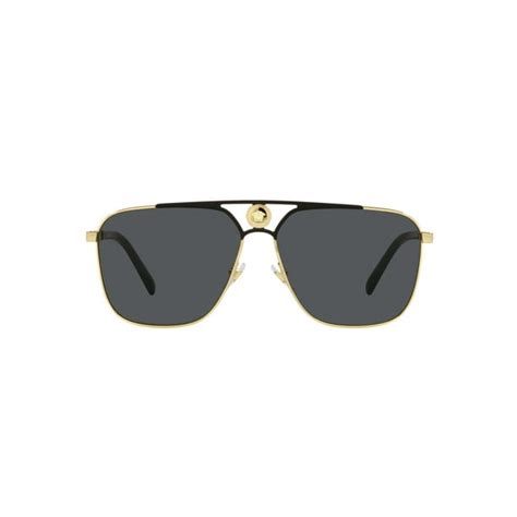 Versace VE 2238 143687 Gold/Matte Black Metal Rectangle 